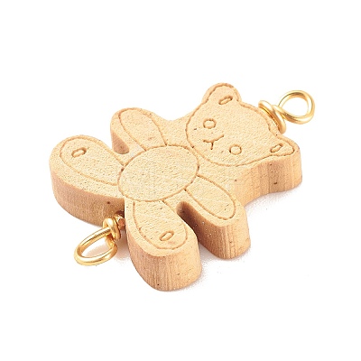 Spray Painted Wood Connector Charms PALLOY-JF01427-14-1