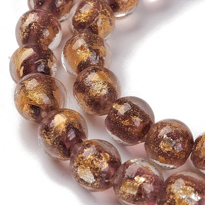 Handmade Gold Sand Lampwork Beads Strands LAMP-C010-01D-1