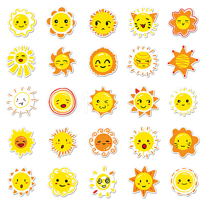 50Pcs Cartoon Sun-themed PVC Self-Adhesive Stickers PW-WG89750-01-1