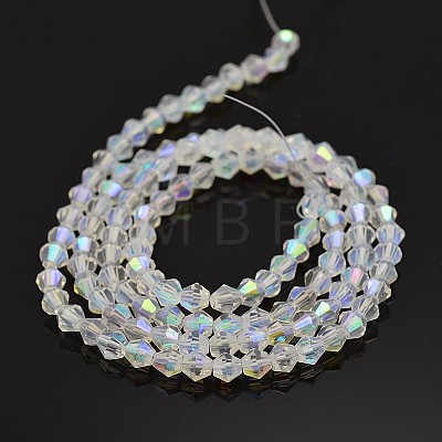 Faceted Bicone Electroplate Glass Beads Strands EGLA-P016-3mm-AB02-1