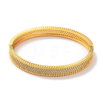 Brass Micro Pave Clear Cubic Zirconia Hinged Bangles for Women BJEW-Z061-18G-1