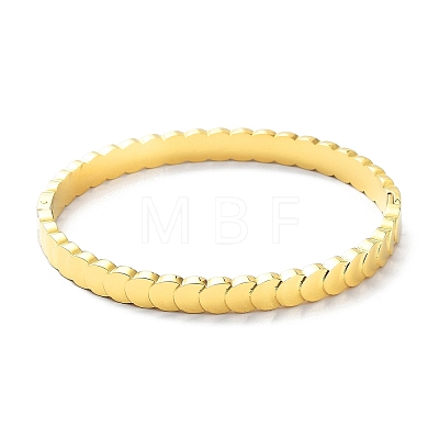 Ion Plating(IP) 304 Stainless Steel Crescent Moon Hinged Bangles for Woman BJEW-M309-05G-1