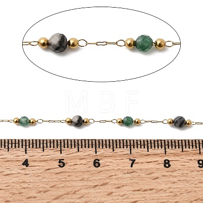 Handmade Natural Indian Agate & Synthetic Howlite & 316 Stainless Steel Round Link Chains CHS-L033-07G-02-1