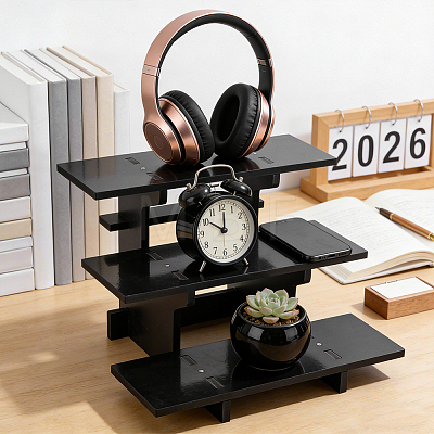 Rectangle PVC 3-Tier Gift Desktop Organizer Shelf AJEW-WH0609-952B-02-1