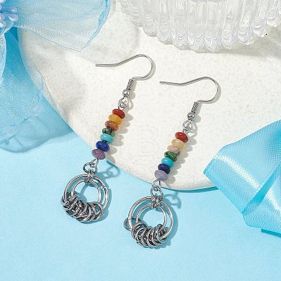 Chakra Synthetic & Natural Gemstone Dangle Earrings EJEW-JE05528-1