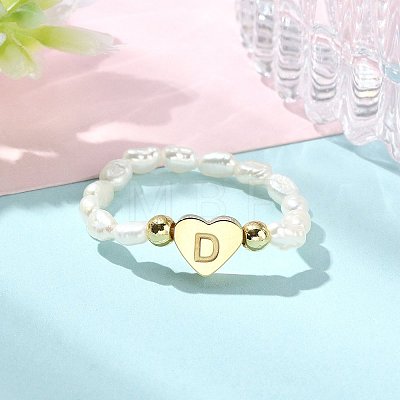 Natural Freshwater Pearl & 304 Stainless Steel Bead Finger Rings RJEW-FS00001-04-1