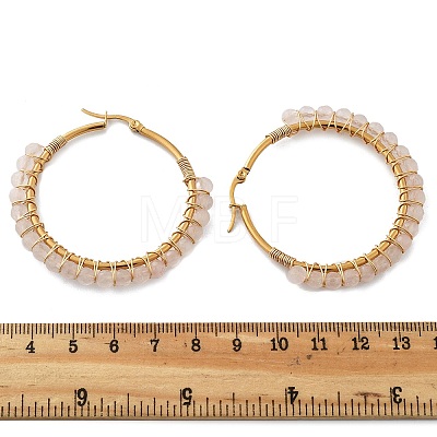 Beaded Hoop Earrings X-EJEW-JE03830-03-1