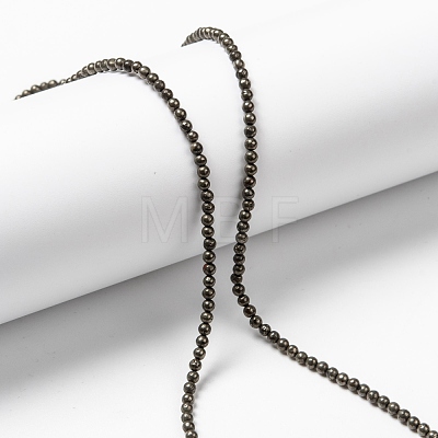 Natural Pyrite Beads Strands G-L031-2mm-01-1