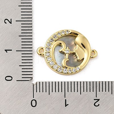 Brass Micro Pave Clear Cubic Zirconia Women Connector Charms ZIRC-P110-07G-1