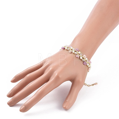 Shell Pearl & Glass Beaded Bracelets BJEW-MZ00006-1