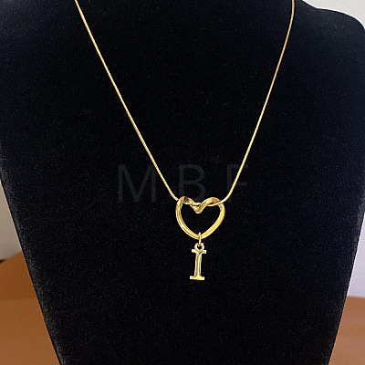 304 Stainless Steel Heart with Initial Pendant Necklaces for Women FS-WG4DC9E-09-1