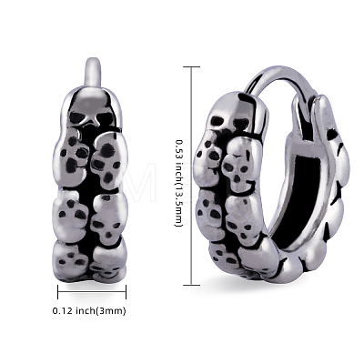 316 Stainless Steel Skull Hoop Earrings for Men Women EJEW-SZ0001-95-1