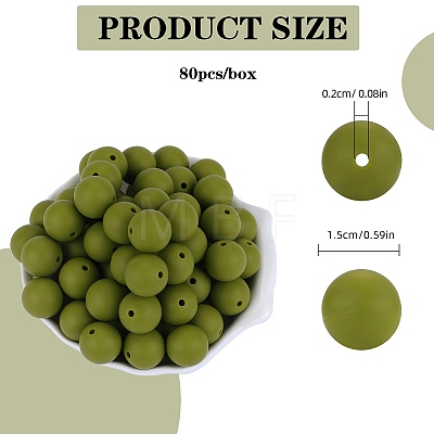 80Pcs Round Silicone Focal Beads SIL-SZ0001-24-12-1