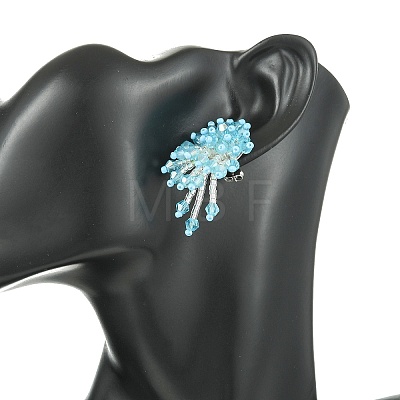 Glass Seed Braided Beaded Flower Stud Earrings EJEW-MZ00736-01-1