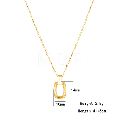 Titanium Steel Hollow Rectangle Pendant Necklaces with Cable Chains SM4957-2-1