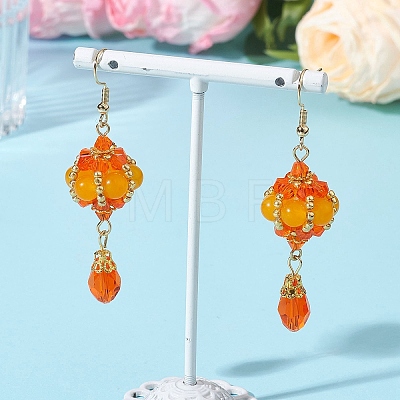 Natural Yellow Jade Dangle Earrings EJEW-MZ00669-01-1
