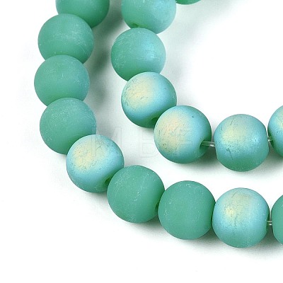 Frosted Opaque Glass Beads Strands GLAA-T032-P8mm-MBB12A-1
