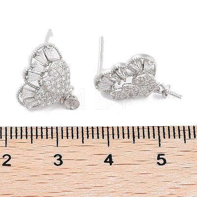 925 Sterling Silver with Cubic Zirconia Stud Earrings Findings EJEW-B038-04P-1