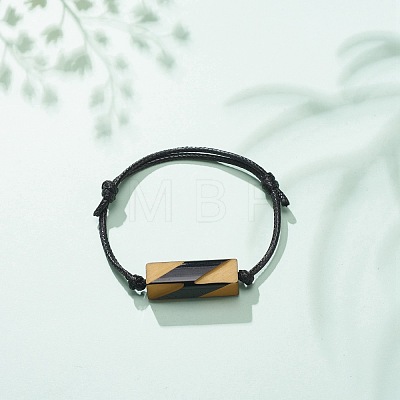 Acrylic Rectangle Beaded Bracelet with Waxed Polyester Cord BJEW-JB08545-02-1