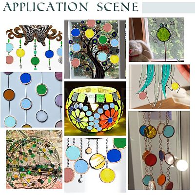 Olycraft 36Pcs 6 Colors Colored Glass Mosaic Tiles DIY-OC0009-46-1