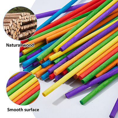 180Pcs 6 Colors Wood Craft Sticks WOOD-FH0002-51-1