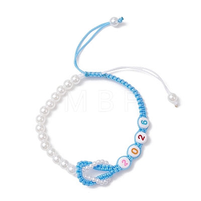2Pcs ABS Plastic Imitation Pearl Beads Braided Bead Bracelets for Women BJEW-JB13062-1
