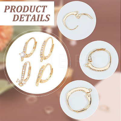 8Pcs 4 Style Brass Cubic Zirconia Leverback Earring Findings Sets KK-NB0003-31-1