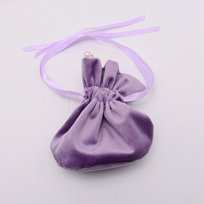 Velvet Jewelry Bags with Drawstring & Plastic Imitation Pearl TP-CJC0001-03H-1