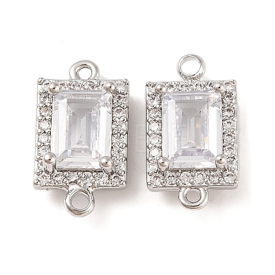 Brass Pave Clear Cubic Zirconia Connector Charms KK-S389-39P-1