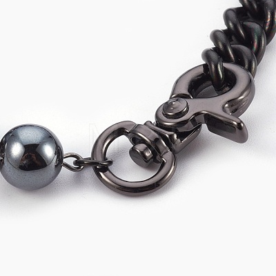 Men's Non-Magnetic Synthetic Hematite Beads Bracelets BJEW-JB03967-1