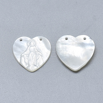 Natural White Shell Mother of Pearl Shell Pendants X-SSHEL-S264-008-1