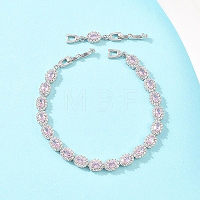 Platinum Tone Brass Micro Pave Cubic Zirconia Tennis Bracelets BJEW-B160-02P-01-1