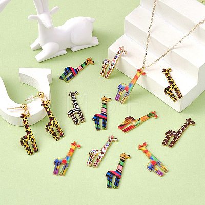 35Pcs 7 Colors Printed Alloy Pendants PALLOY-SZ0001-33-1