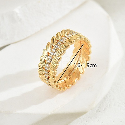 Exquisite Fashion Ears of Wheat Brass Micro Pave Cubic Zirconia Ring for Women Party Gift OI8891-7-1