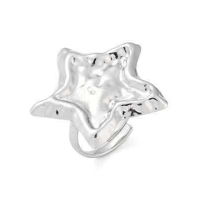 Anti-Tarnish 304 Stainless Steel Star Open Cuff Rings RJEW-M047-06P-1