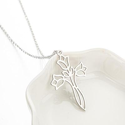 304 Stainless Steel Cutout Pendant Necklaces for Women WGF4B22-02-1