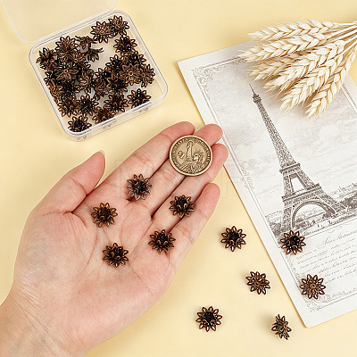 40Pcs Brass Bead Caps KK-PH0015-25AB-1