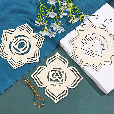 1 Set DIY Unfinished Bohemian Meditation Energy Symbol Wood Pendant Decoration Kits DIY-CA0005-60-1