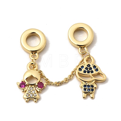 Brass Micro Pave Colorful Cubic Zirconia European Dangle Charms KK-A296-40G-1