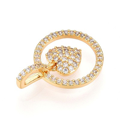 Brass Micro Pave Cubic Zirconia Pendants KK-N261-23A-G-1
