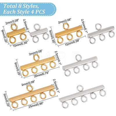   32Pcs 8 Style 304 Stainless Steel Chandelier Component Links STAS-PH0004-64-1