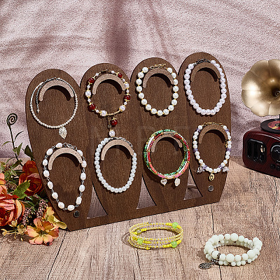 1 Set 2-Tier Wood Jewelry Display Stands ODIS-SC0001-14B-1