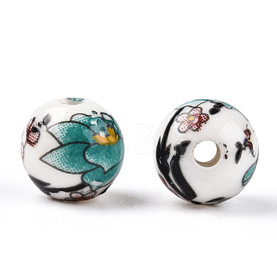 Handmade Printed Porcelain Beads PORC-Q199-8mm-17-1