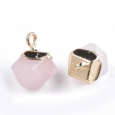 Electroplate Natural Rose Quartz Charms X-G-S344-08H-1