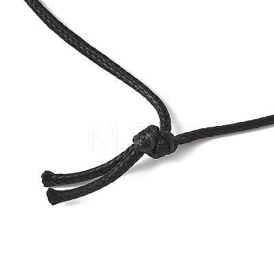 Acrylic Oval & Brass Triangle Pendant Black Waxed Polyester Cord Necklaces NJEW-JN05677-1