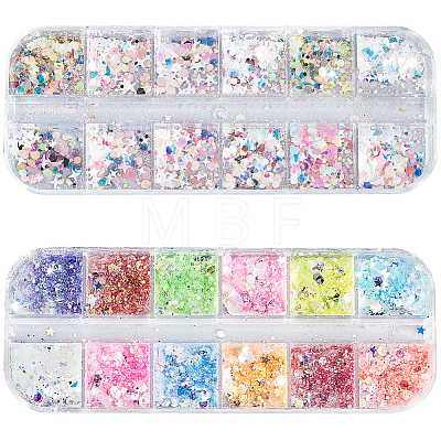 12-grid PET & Aluminum & ABS & Styrene Nail Art Decoration MRMJ-SP0001-31-1