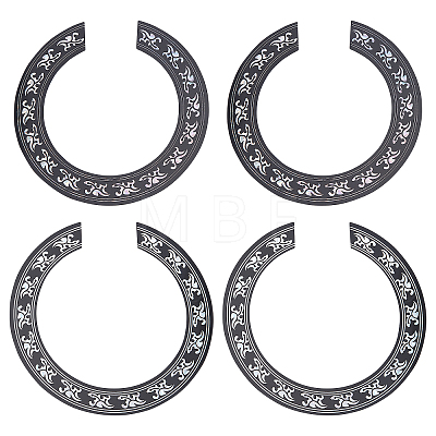 4Pcs 2 Colors Waterproof PVC Flower Pattern Classical Guitar Sound Hole Ring Mouth Wheel Sticker DIY-FH0003-07-1