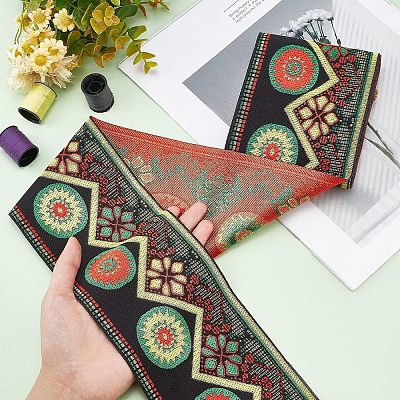 Ethnic Style Polyester Lace Ribbon OCOR-WH0067-18-1