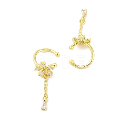 Flower Brass Cuff Earrings EJEW-I305-59G-1