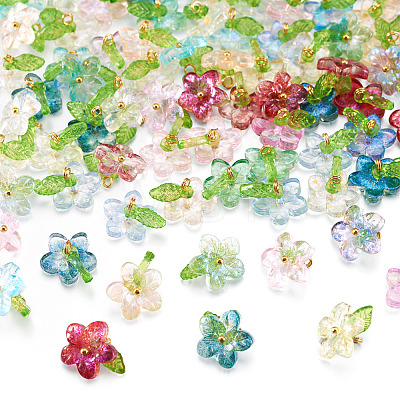 120Pcs 12 Colors Transparent Glass Pendants PALLOY-TAC0269-1